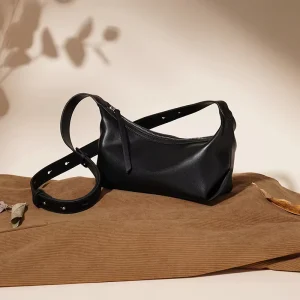 Fashionable Vintage Lady Genuine Leather Crossbody Shoulder Bag Durable Zipper Closure Waterproof Lightweight Portable
