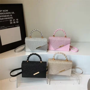 Fashionable and Versatile Women’s Vintage Summer Crossbody Shoulder Bag Lady Style Sparkling PU Leather Handbag