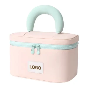 Fashional Mini Plush Pink Luxury Cute Valentines Wafle Cosmetic Bag With Your Own Logo