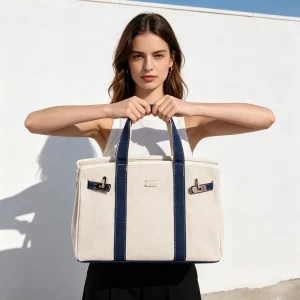 Fast Ship Multicolor Gold Buckle High Quality Luxury Women Canvas Boat Tote Bag Travel Work Nurse Bag Fashion Bag Personalized