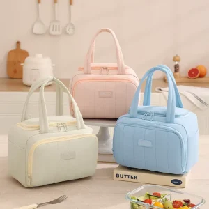 Feifan Portable Cotton Fabric Thermal Lunch Box Handbag with Ice Pack
