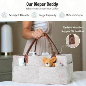 Felt Tote Bag Multifunctional for Teddy Bear Diaper Caddy Organizer Portable Baby Diaper Bag