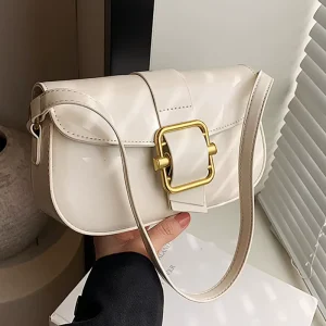 Female Luxury Designer Saddle Bags Trendy Fashion Women Hand Bags Underarm Retro Single Shoulder Messenger Bags Chains PU Zipper