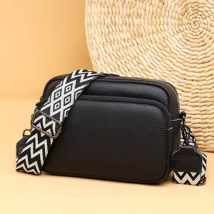 First-layer Cowhide Women’s Crossbody Shoulder Bag Cross Border Fashion Genuine Leather Lychee-Pattern Middle Square Urban