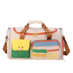 Fitness Shoulder Bag with Zipper Closure Wear Resistant Large Capacity Oxford Cloth Travel Bag for Outdoor Sports