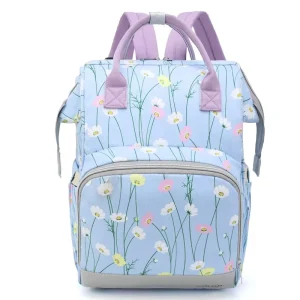 Flower Printed Mommy Backpacks Large Capacity Baby Diaper Bag for Outdoor