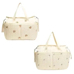 Fluffy Quilted Maternity Bag Diaper for Maternal Mommy Embroidery Cotton Shoulder Nappy Bag New Born Tote Bag Teddy Bear Pattern