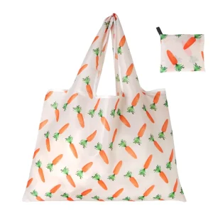 Foldable Shopping Tote with Long Handle Reusable Pure Color In Store Bags