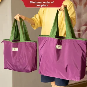 Folding Woven Shopping Bag Convenience Handbag Student Outgoing Supermarket Large Capacity Waterproof Fashion Shopping Bag