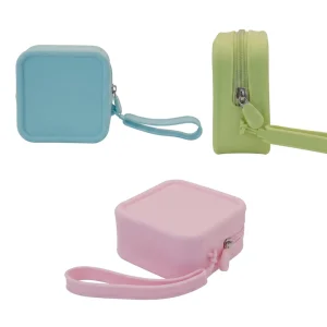 Food Grade Silicone Mini Zipper Pouch Portable Wrist Strap Cosmetic Coin Purse for Travel & Daily Use