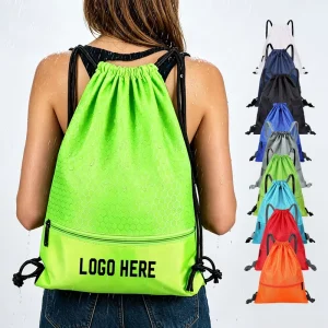 Football Grid Oxford Fabric Water Repellent Drawstring Backpack with Zipper Pockets Large Capacity Gym Bag Custom Logo Support