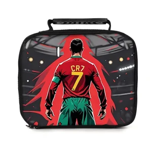 Football Star CR7 Print Lunch Box Portable Insulated Cooler Bag Aluminum Foil Cloth Waterproof Zipper Closure Eco Friendly