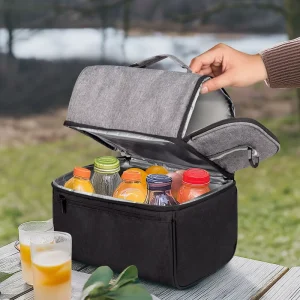For New Oxford Cloth Double Lunch Bag Zipper Portable Crossbody Shoulder Strap 2 Persons Thermal Insulation for Campus Office