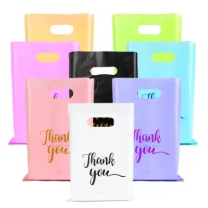 Four Fingers Flat Mouth PE Reusable Drawstring Printed Logo Customizable Tote Bag for Shopping Mall High-end Gift Bag