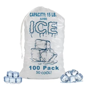 Free Design LDPE Disposable Transparent Drawstring Small Ice Cubes Bags for Vodka Beverage Packaging