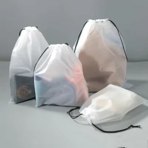 Frosted PE Drawstring Bags Resilient Water-Repellent Storage Pouches for Goods Apparel Vacation Luggage Organizing