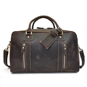 Full Grain Leather Overnight Weekend Leather Bags Sports Gym Duffle Leather Travel Duffel Bags for Men and Women