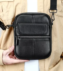 Genuine Leather Classic Design Men’s Messenger Bag Waterproof Durable Men’s Shoulder Bag