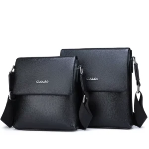 Genuine Leather Men’s Shoulder Messenger Bag with Zipper Closure and Polyester Lining