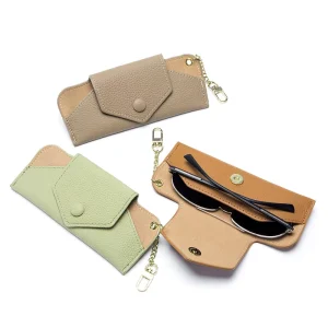 Genuine Leather Sunglasses Case for Women Elegant Portable Eyeglasses Storage Bag with Chain High Grade Eyewear Pouch