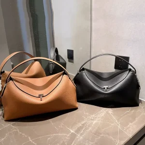 Genuine Leather Zip Polyester Pillow Bag Crossbody Tote Versatile Light Luxury Women’s Shoulder Handbag