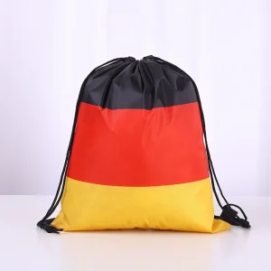 Germany National Flag Drawstring Backpack Waterproof Polyester Soccer Football Fans Storage Bag Foldable Sports Gym Bag
