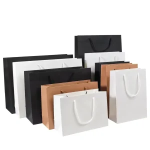 Gift Custom Printed Shopping Luxury Black Shoes Clothes Packaging Paper Bags