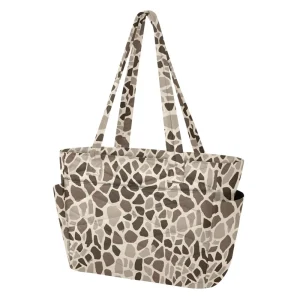 Giraffe Print Custom Logo Quilted Polyester Bag Ladies Shoulder Bag Women’s Handbag with Side Pockets