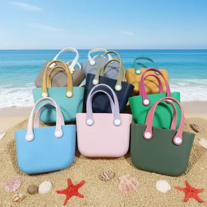 Girls Handbag Portable Tote Candy Open Closure Removable Strap Rubber Waterproof Small EVA Beach Handbag