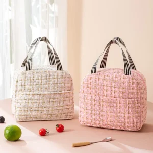 Girls Insulated Thermal Polyester Zipper Lunch Bag Portable Handheld Student Meal Prep Carrier Tote