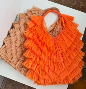 Glossy Fringe Bag Raffia Clutch Boho Purse Knitted Shaggy Tote Festival Bag Crochet Bag Beach Party Bag Gift For Her Women