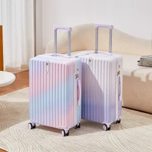 Gradient Color ABS+PC Trolley PC Travelling Bags Sets Travel Suitcases Luggage Sets with Cup Holder Travel Bags