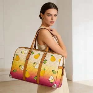 Gradient Print PU Leather Weekend Travel Bag Womens Top Handle Duffel Bag with Structured Shape for Orders