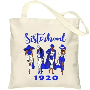 Greek Sorority Tote Bag Sisterhood Pattern Canvas Shoulder Bag