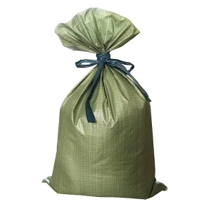 Green Drawstring PP Woven Bags for Grain Rice Feed Packaging Heavy Duty Polypropylene Sacks