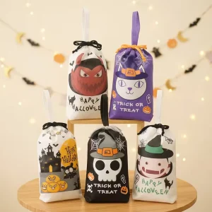 Halloween Dessert Handle Candy Gift Bag Non Woven Shrink PE Plastic Bags Made with Recycled Materials
