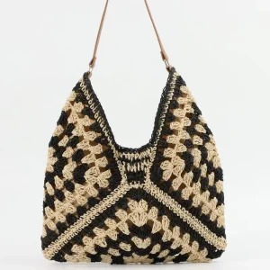 Hand Woven Beach Bag for Women Summer Woven Beach Tote Bag Shoulder Handbags Boho Bags Crochet Tote