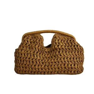 Hand woven Straw Women’s Bohemian Beach Vacation Tote Bag Summer High Quality Stylish Cross Border Polyester Lining Velcro