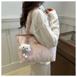 Handbags for Woman Large Capacity Lady’s Tote Bags PU Leather Shoulder Zipper Closure Soft Shopping Bag