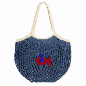 Handcrafted Women’s Two Tone Animal Print Fabric Shoulder Bag Openwork Knit Crochet Beach Tote Holiday Summer