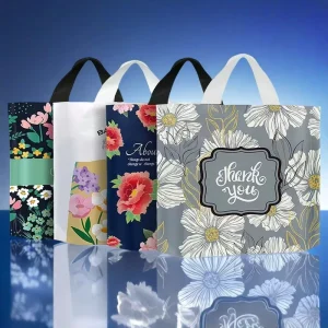 Handle Plastic Bag Reusable Merchandise Gift Bags for Small Business Merchandise Retail Grocery Packaging Gift Giving