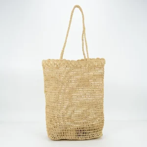 Handmade Crocheted Natural Raffia Designer Tote Preppy Style Vintage Bohemian Fashionable Shoulder Bag Candy Pattern Two