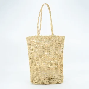 Handmade Crocheted Natural Raffia Tote Shoulder Bag Two Hollow Designer Ladies Minimalist Vintage Fashion Bohemian Spring Summer