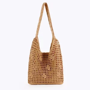 Handwoven Hollow Shoulder Bag Daily Casual Versatile Tote for Women Beach Vacation Photo Prop & Minimalist Purse