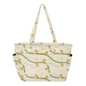 Hawaii Puakenikeni Lei Handbags Laptop Compartment Quilted Polyester Ladies Women Casual Custom Print Tote Bag with Side Pocket