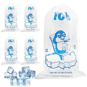 Heavy Duty Reusable Ice Cube Bags Portable Storage and Freezer Keeper Ice Bags 8 lb with Drawstring for Ice Machine