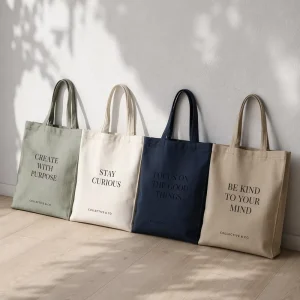 High End 16oz Heavy Duty Stiff Canvas Tote Bag Custom Logo Minimalist Quiet Luxury Designer Bag For Women
