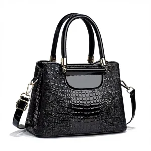 High End Fashion Crocodile Grain PU Handbag Western Style Casual Shoulder Bag European American Style Simple Bag Women