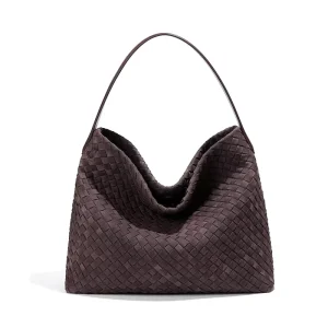 High End Large Capacity Bag Women’s Woven Bag Casual Shoulder Crossbody Bag Underarm Bag Bucket Bag Frosted Tote Bag