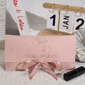 High End Microfiber Envelope Jewelry Cosmetic Tools Perfume Packing Bag With Ribbon Custom Logo Printed Suede Flap Jewelry Pouch